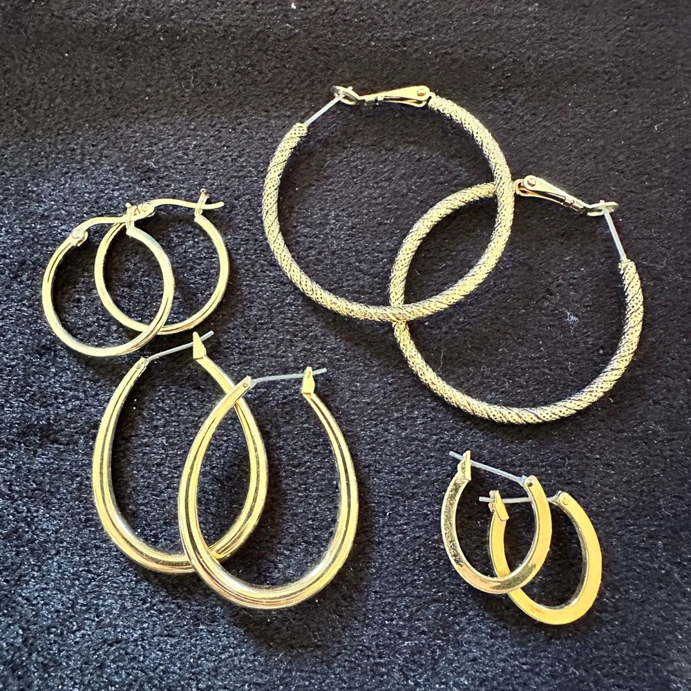 Gold Tone Hoop Earrings Assortment